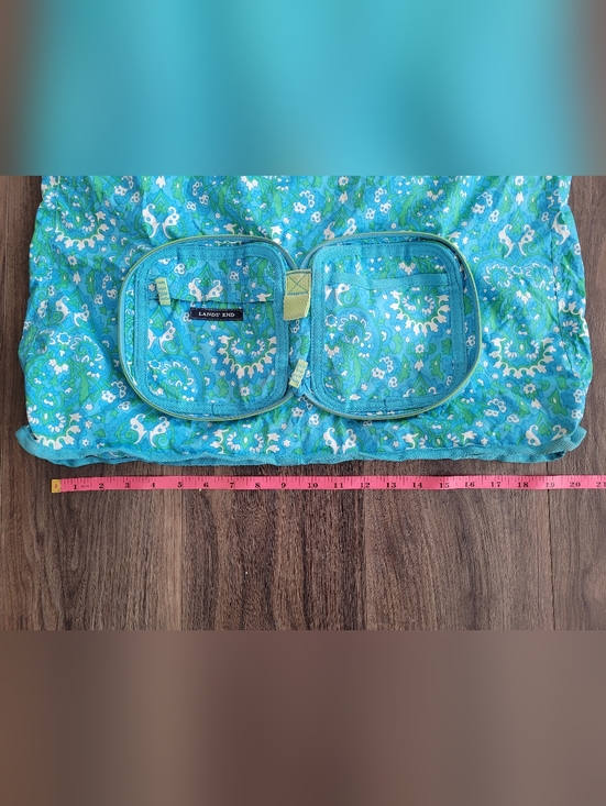 Lands' End Blue & Green Floral Travel/Grocery Pouch - Picture 8 of 11